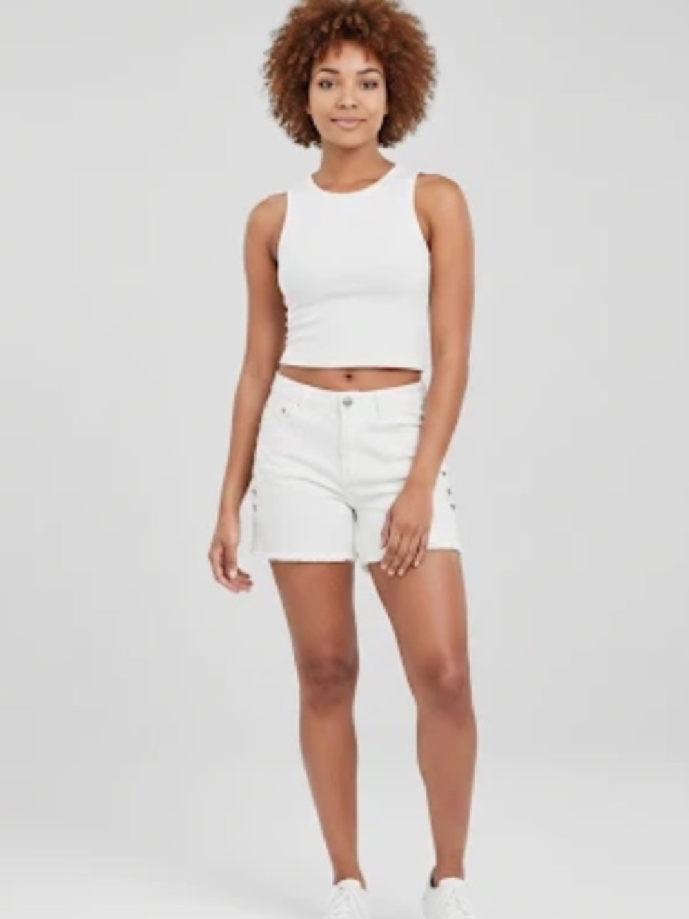 Rock & Republic White Denim High-Rise Shorts